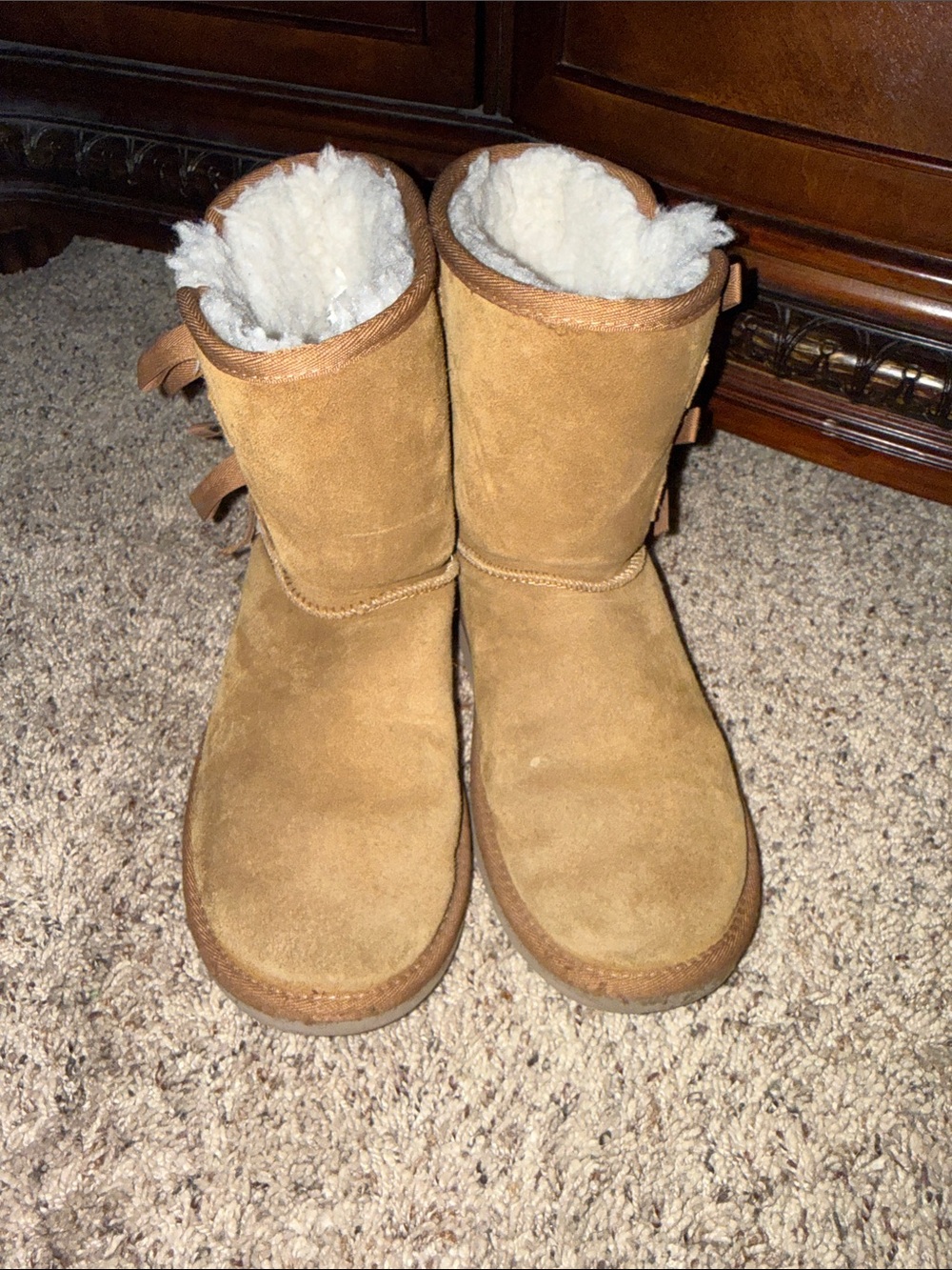 Koolaburra Tan Suede Shearling Boot Pair
